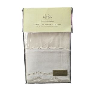 Lenox Essence Bedding Collection Set of 2 Standard Pillowcases Ivory 20x32 NIP